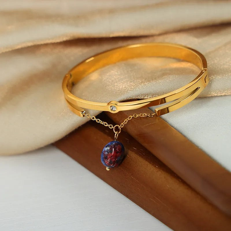 Blue Stone Drop Bangle Bracelet