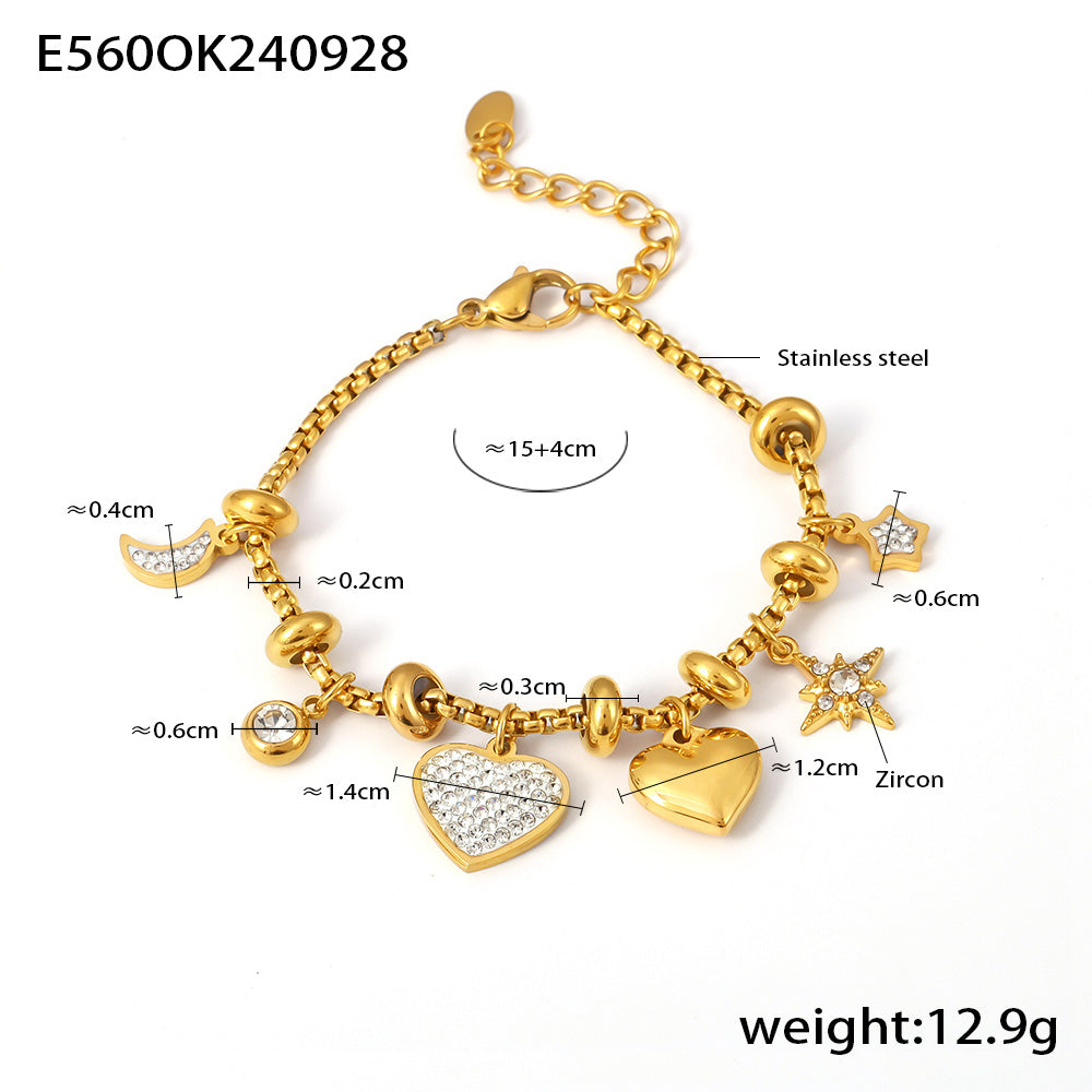 Golden Heart Charms bracelet