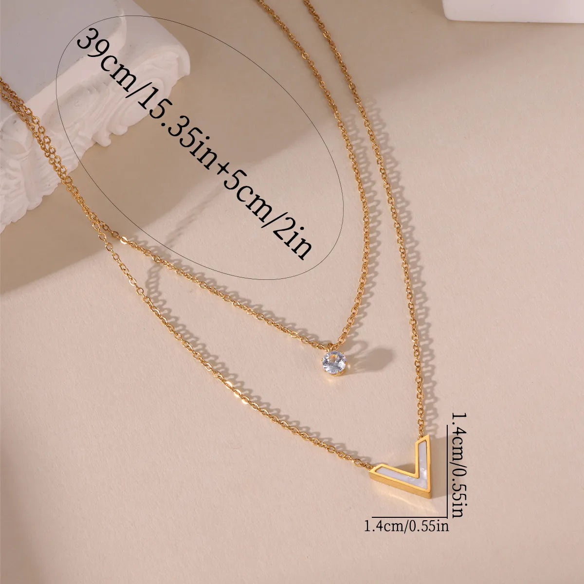 Solitaire Zircon V-Shaped layered Necklace