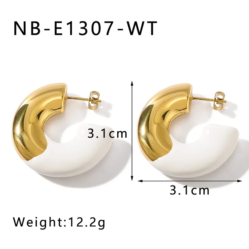 Semicircle White and Gold studs