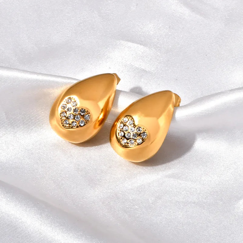 Zircon Heart teardrop Studs