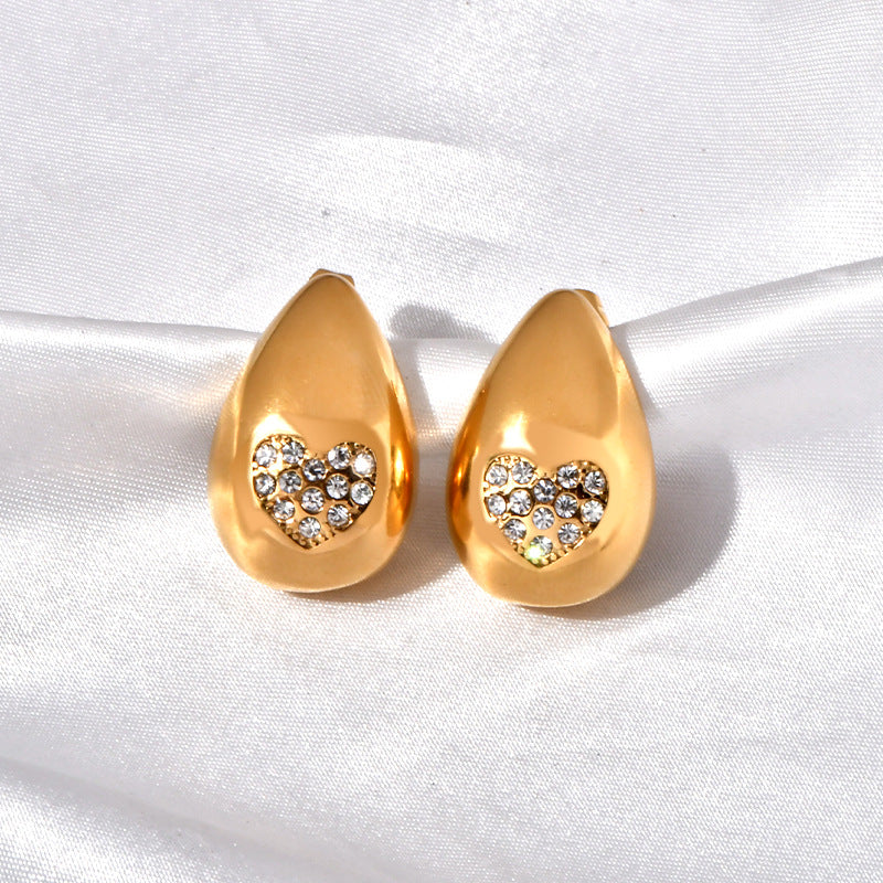 Zircon Heart teardrop Studs