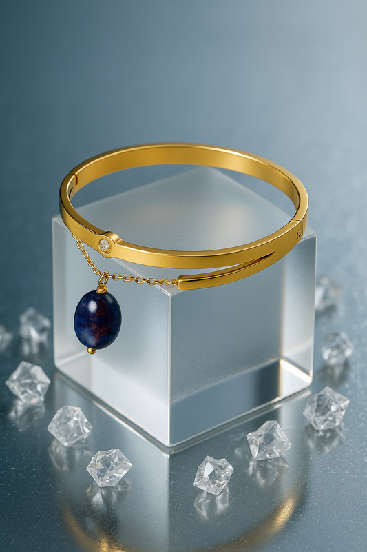 Blue Stone Drop Bangle Bracelet