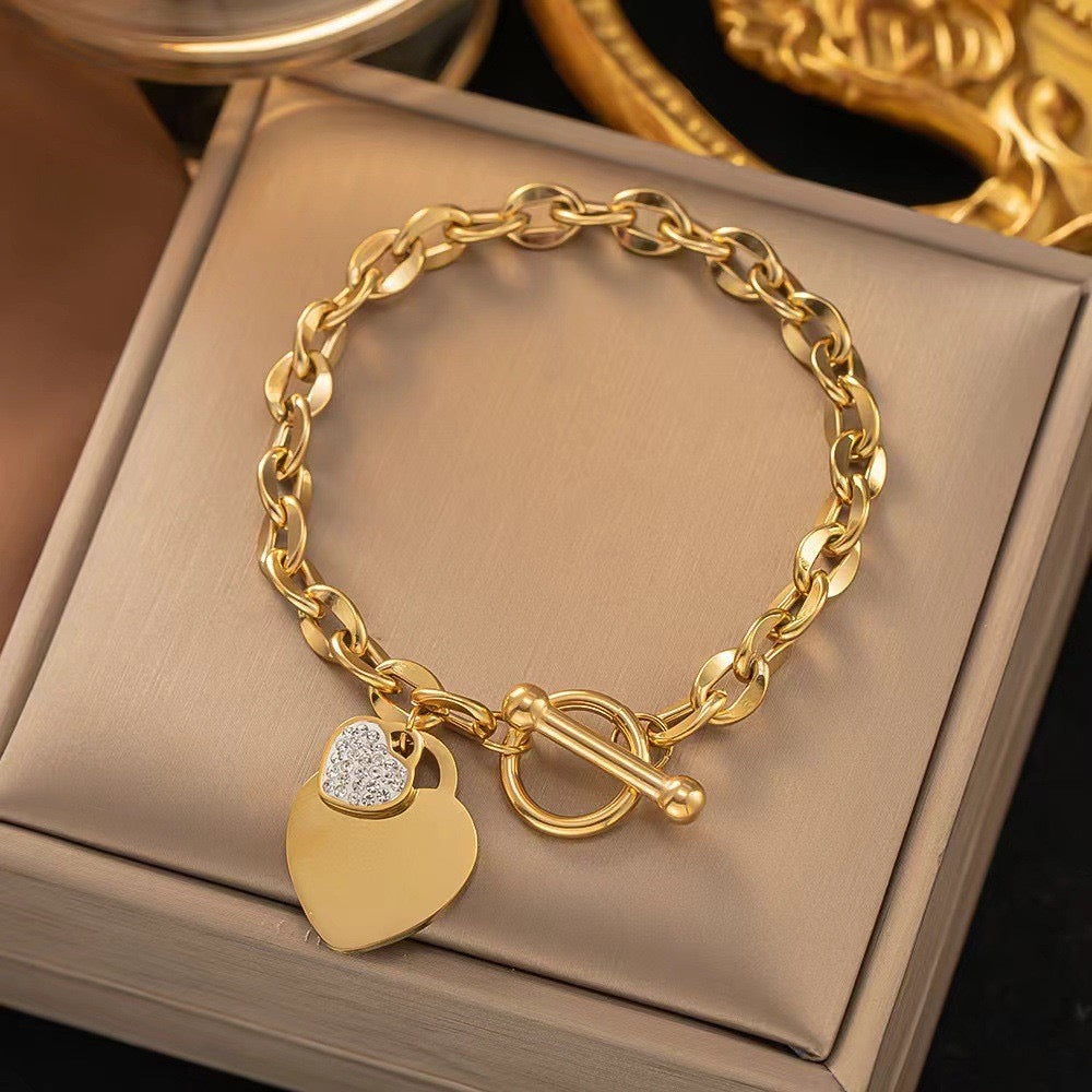 Dual Heart Rhinestone bracelet