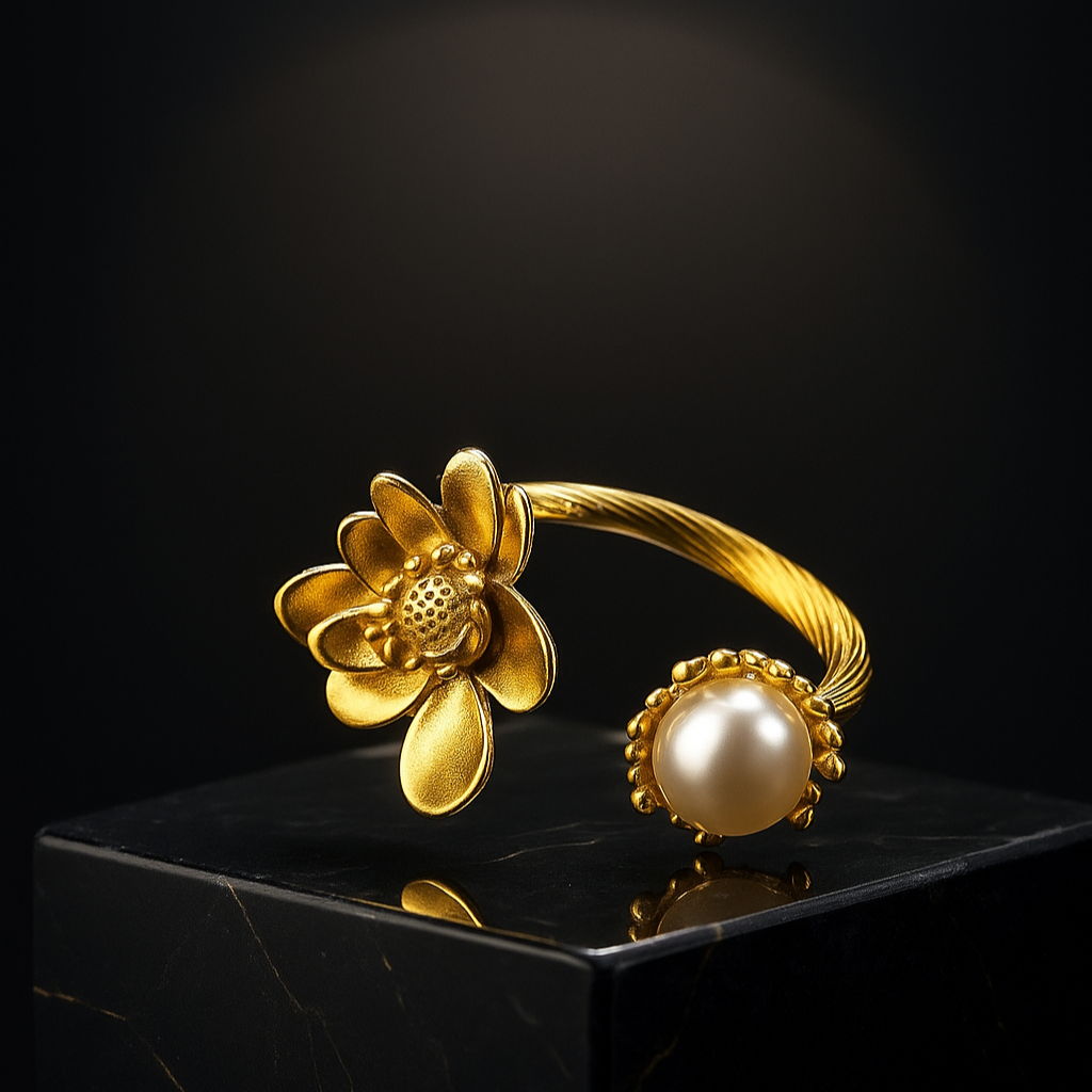 pearl floral ring
