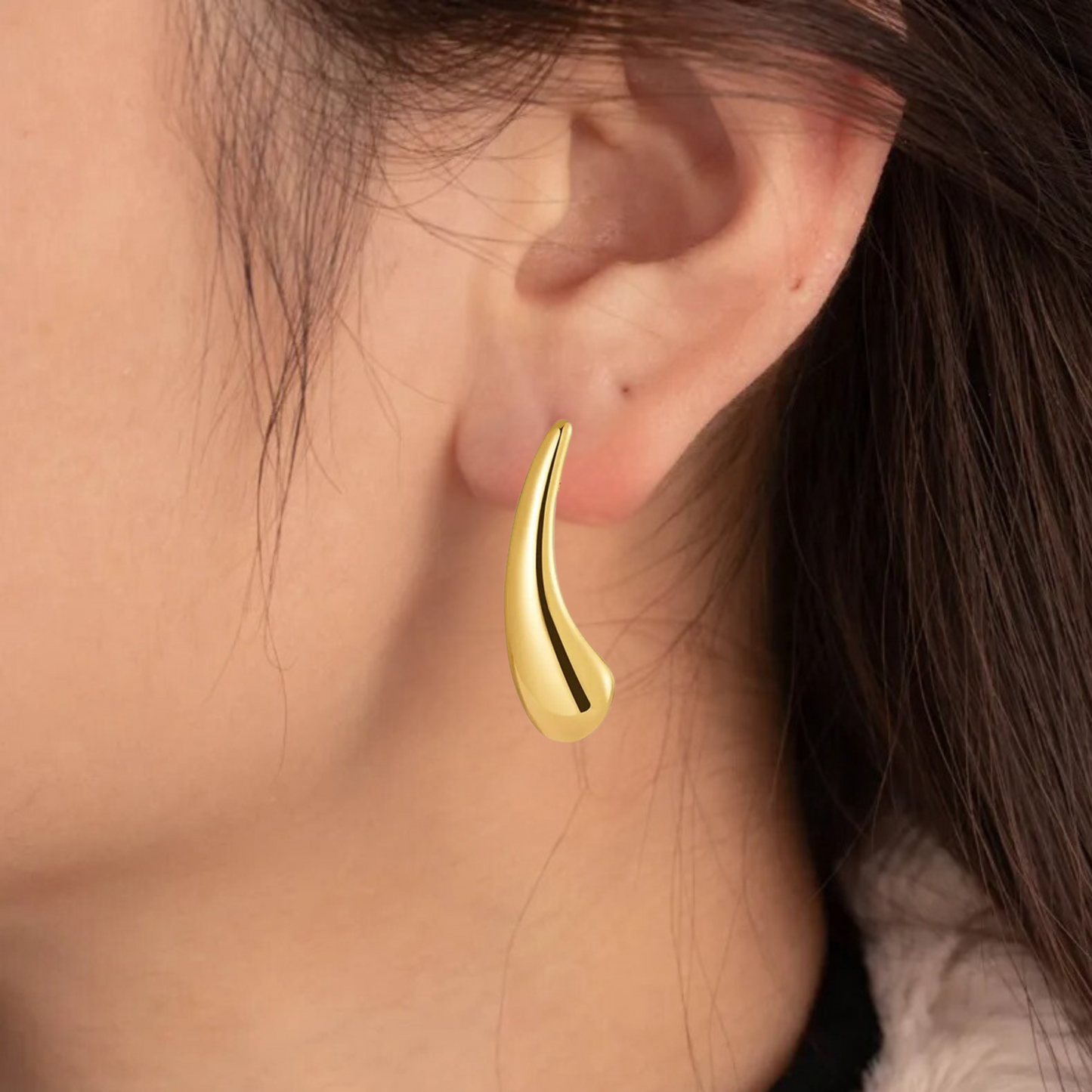 Sleek golden drop studs