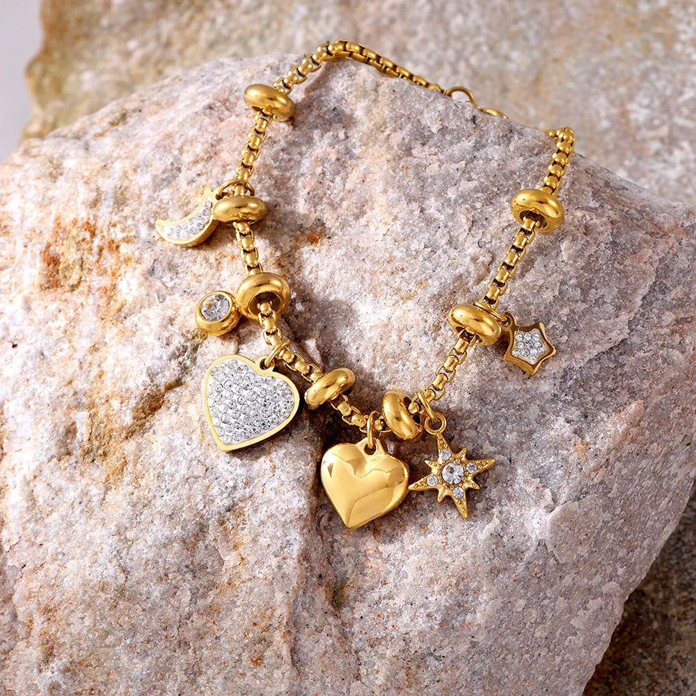 Golden Heart Charms bracelet