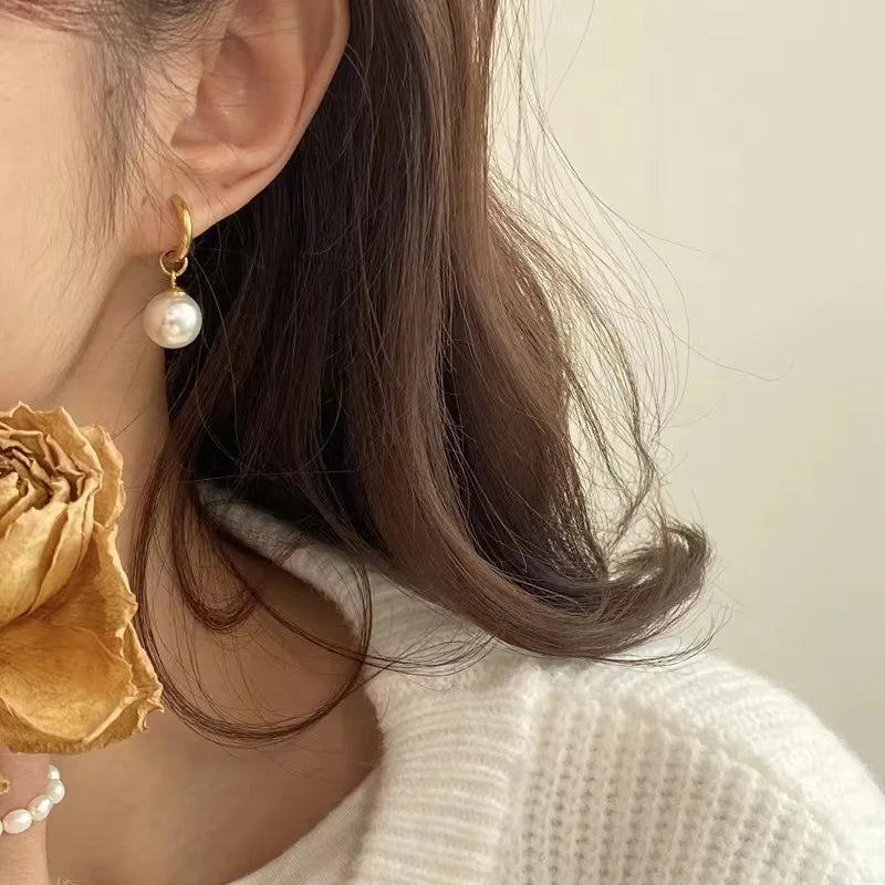 Pearl Drop Hoops