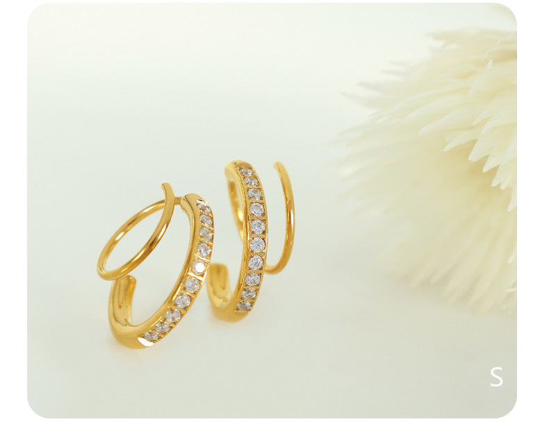 Double hoop zircon earrings