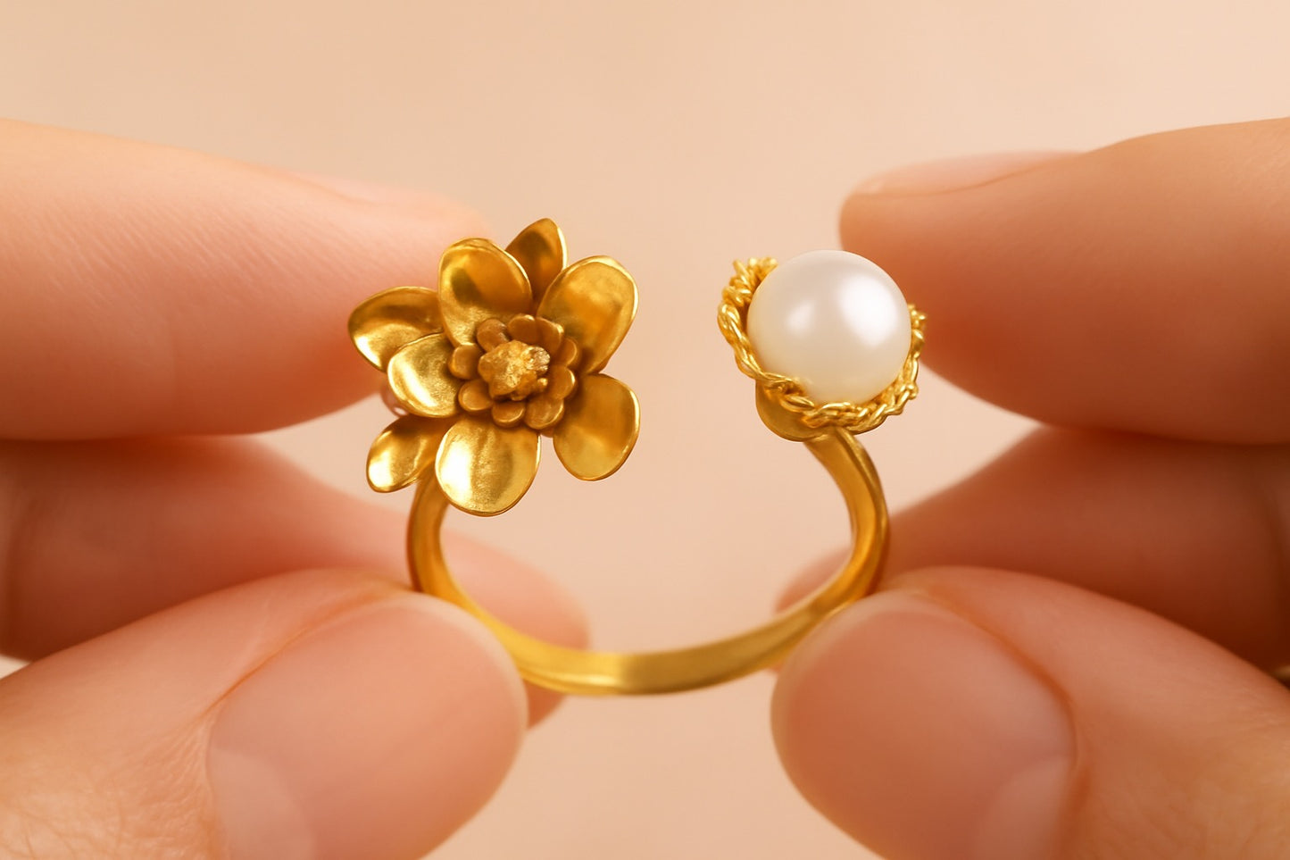 pearl floral ring