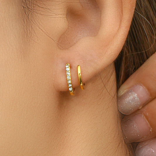 Zircon double hoop studs