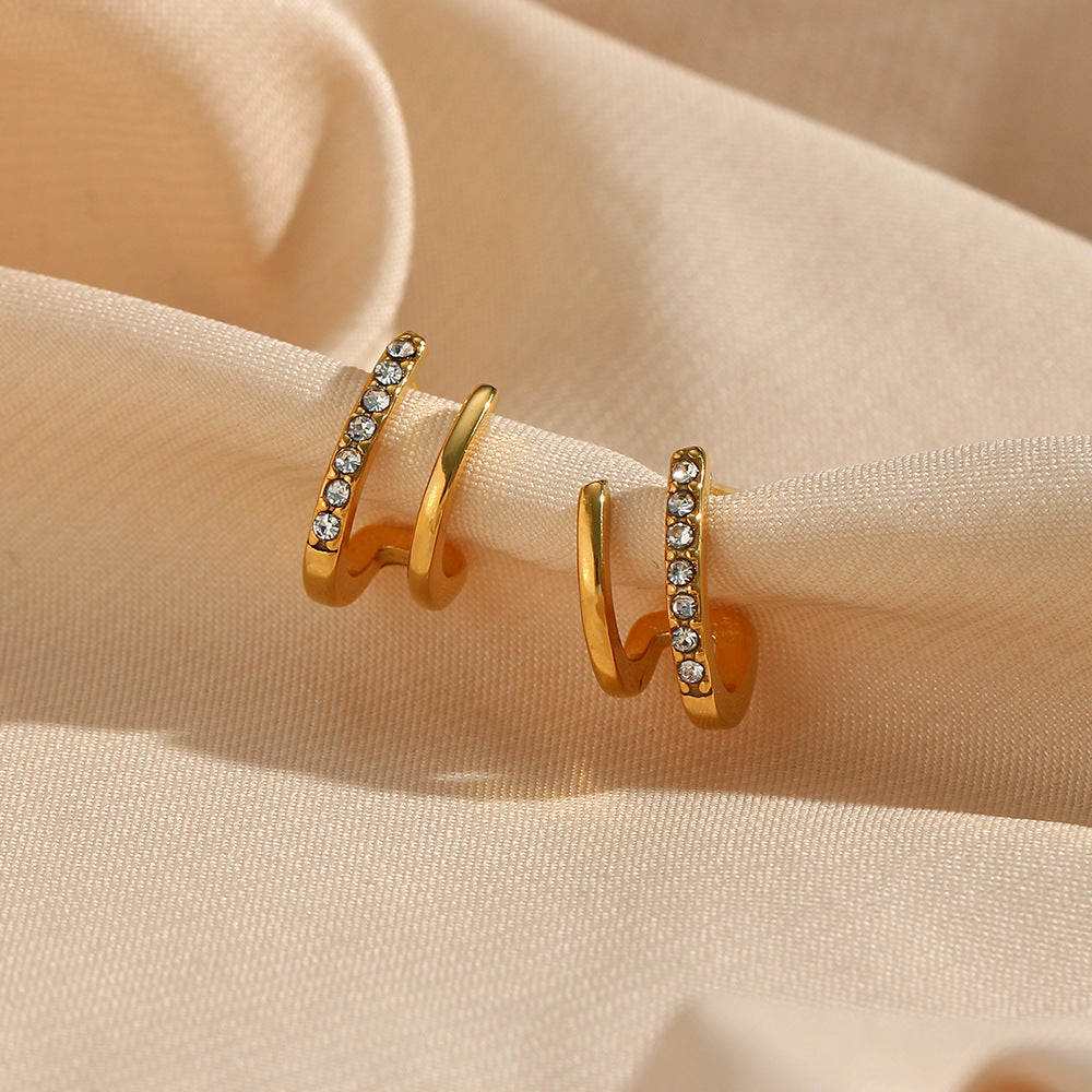 Zircon double hoop studs