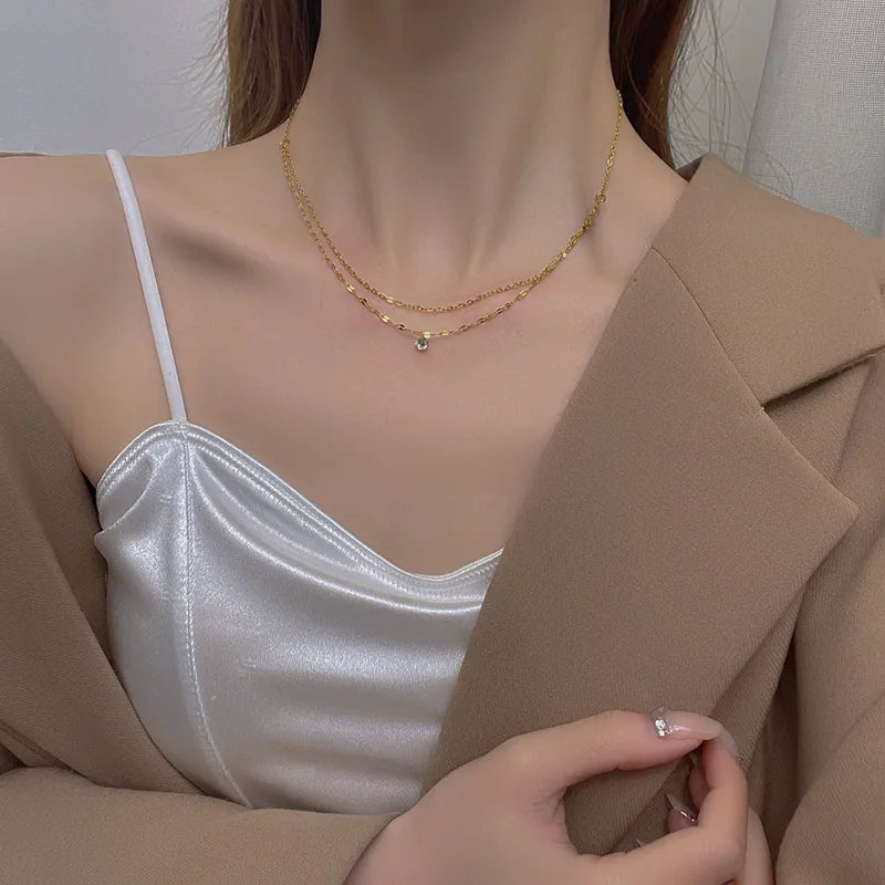 Solitaire Layered Necklace