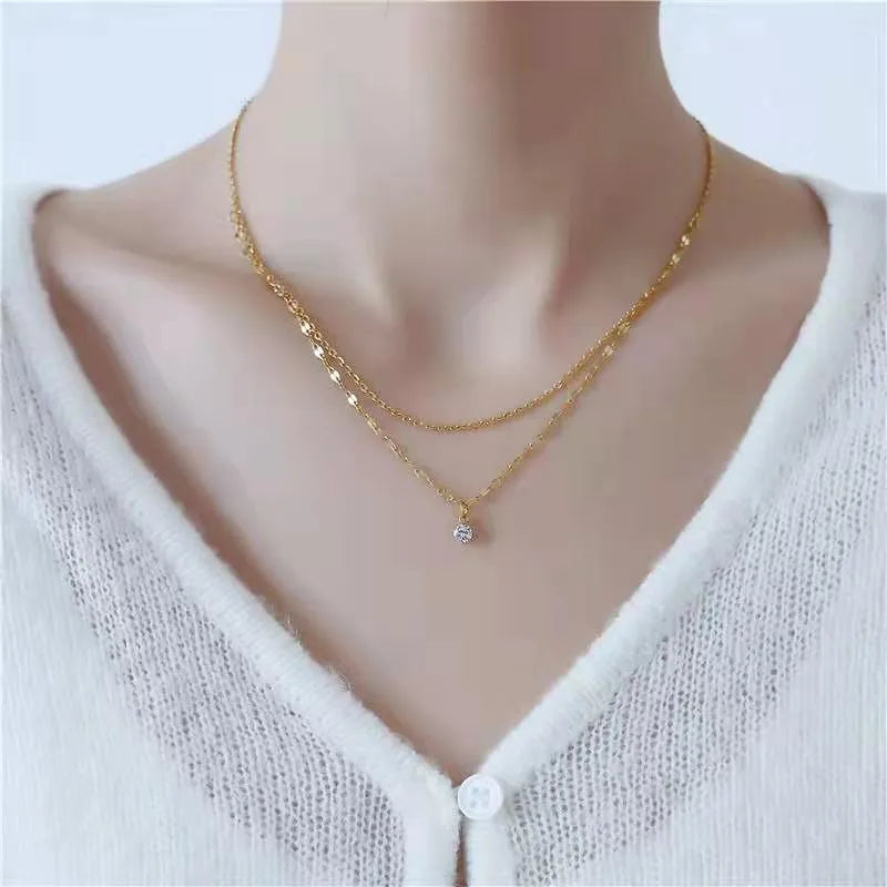 Solitaire Layered Necklace
