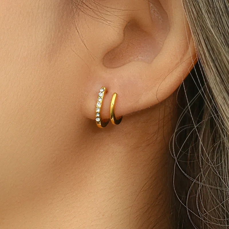 Zircon double hoop studs