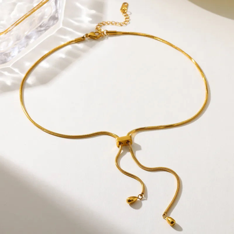 Golden Drops Lariat Necklace