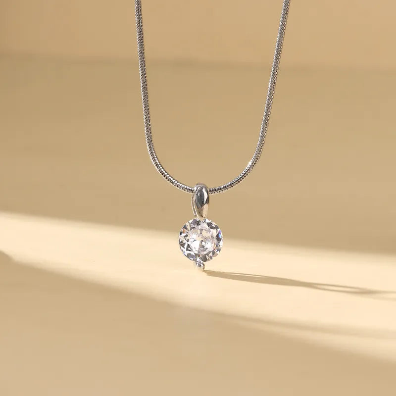 Simple Solitaire Zircon Necklace