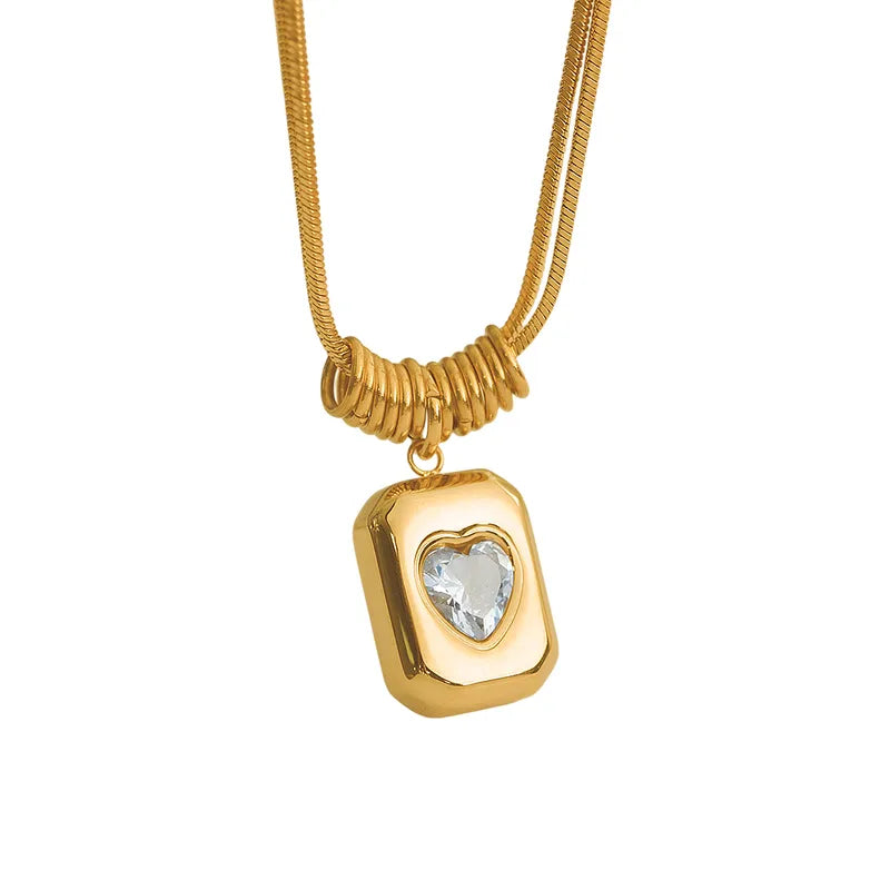 Zircon Heart Embrace Necklace