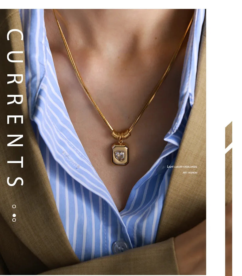 Zircon Heart Embrace Necklace