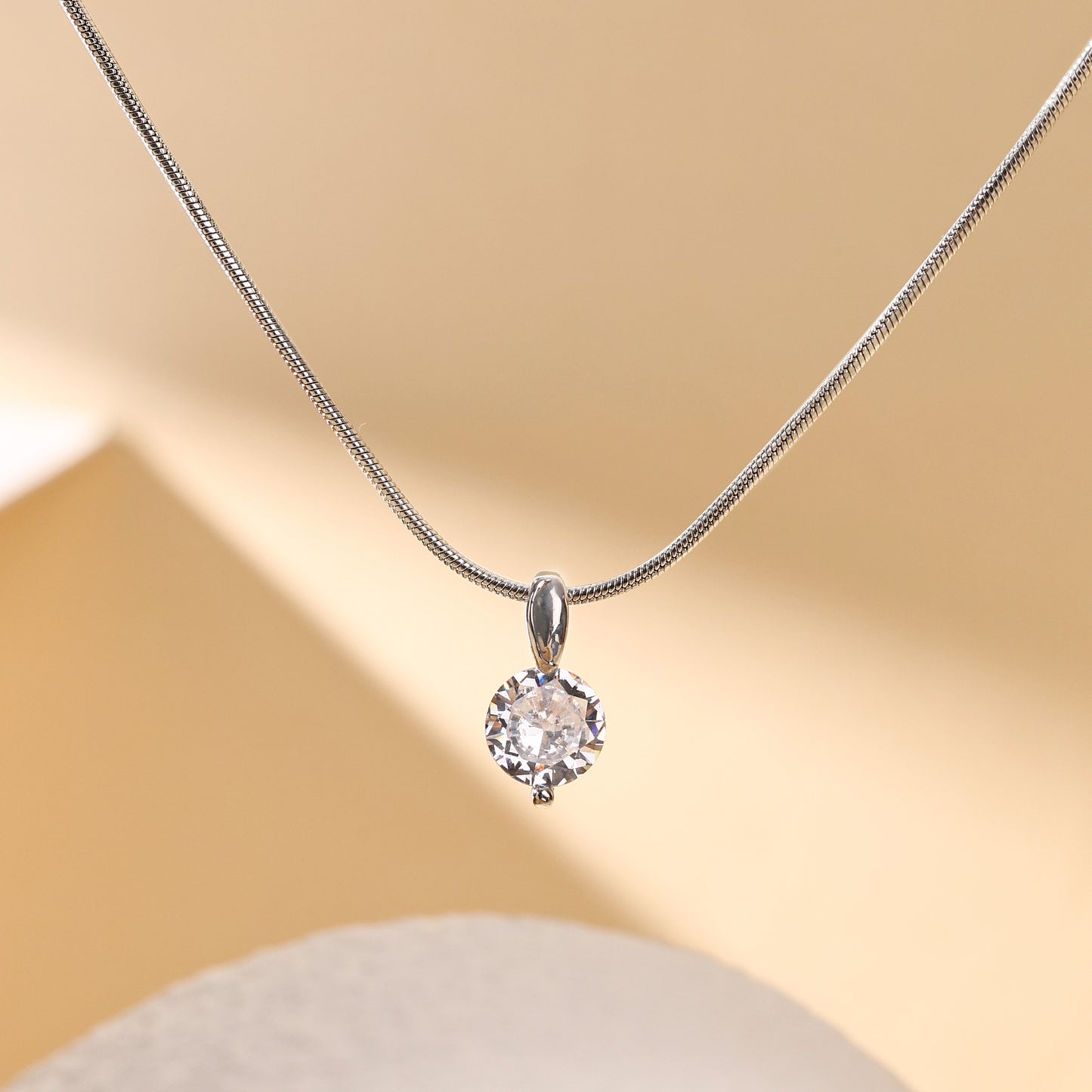 Simple Solitaire Zircon Necklace