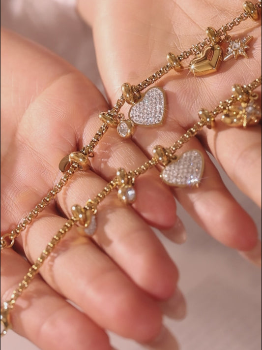 Golden Heart Charms bracelet